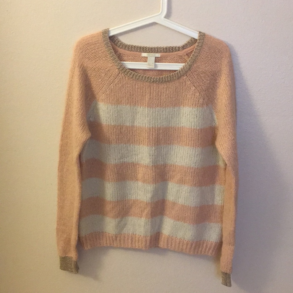 Pink/white stripe with gold detail sweater